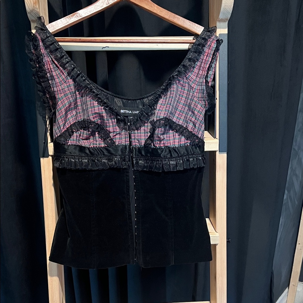 Bettina Liano Black and Red Plaid Corset